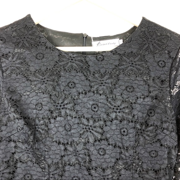 (I1-03) Twink Lady Black Lace Small Dress 3/4 Slee - Picture 2 of 6